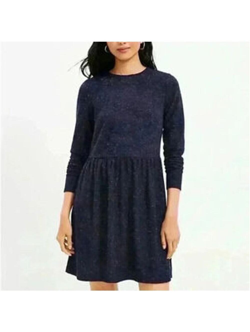 Loft NWT Women's Blue Flecked Button Back Swing Dress Size M